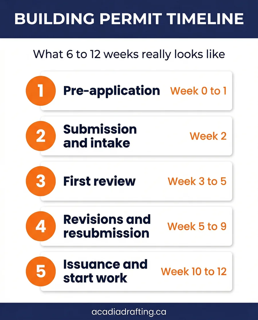 building permit timeline Toronto infographic - Acadia Drafting