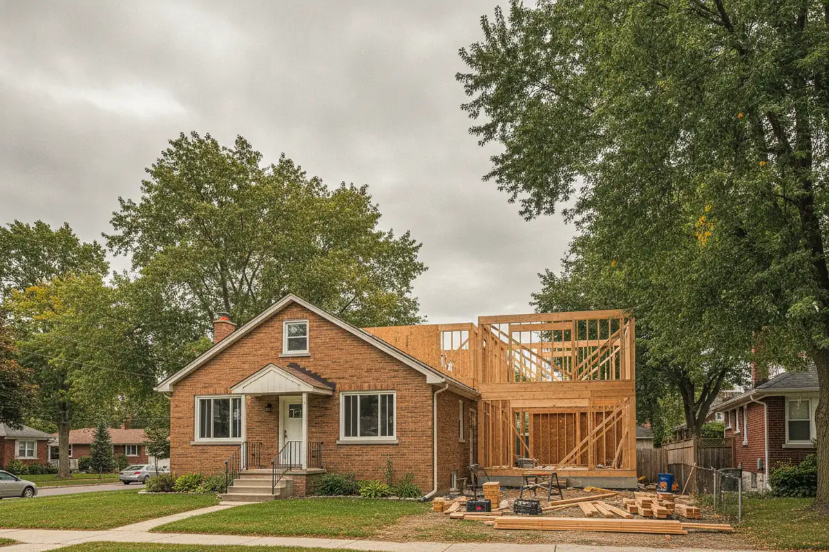 Post-war North York detached home undergoing a renovation and addition