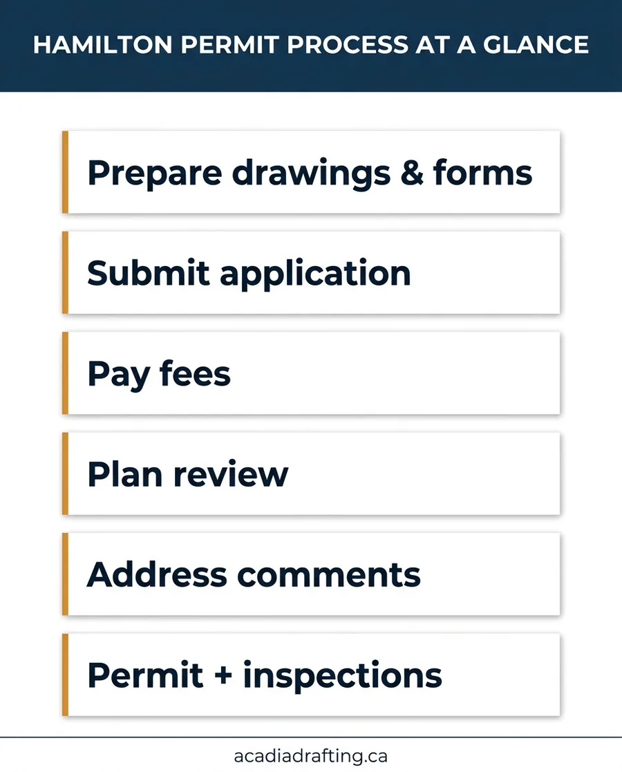 Infographic showing the six stages of the Hamilton permit process