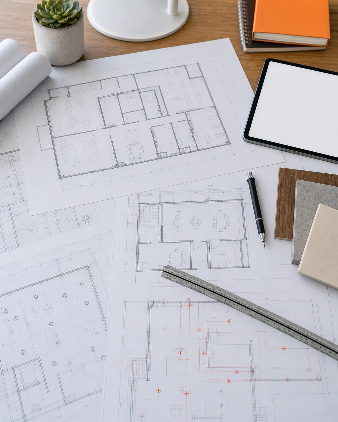 Commercial permit drawing package with floor plans