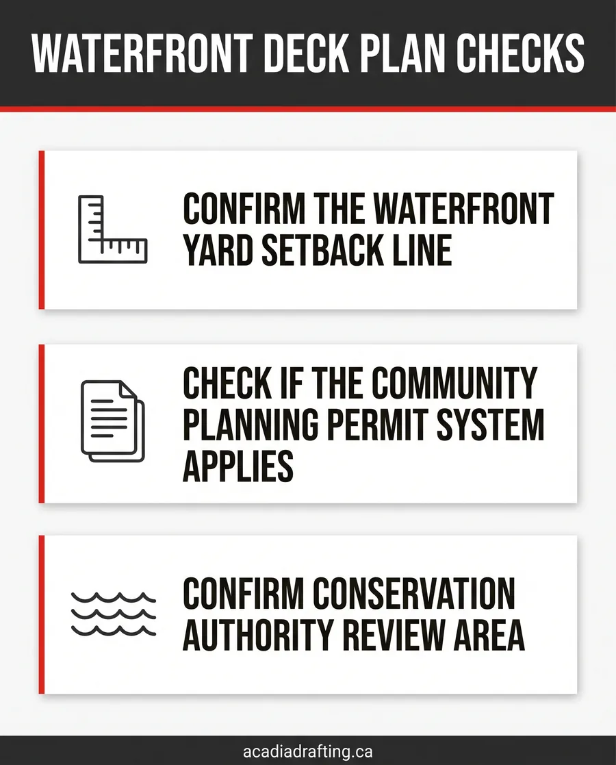 Pre-design checklist for a waterfront deck plan in Innisfil